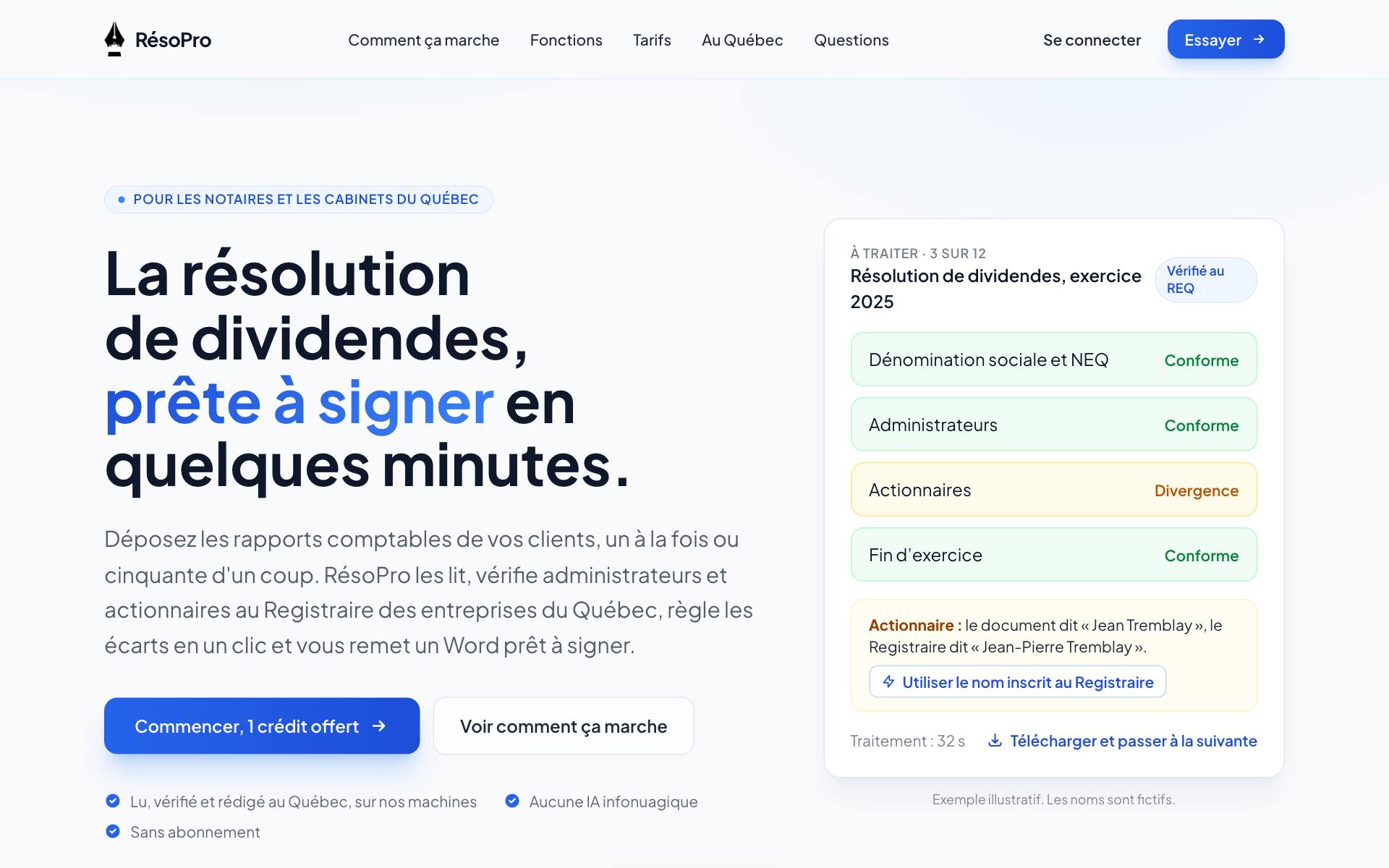 Page d'accueil de RésoPro